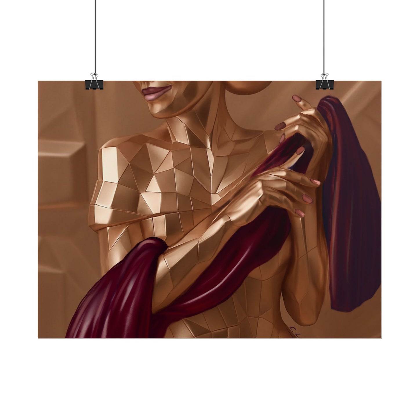 Rolled Poster — Golden Geometric Muse Art Print