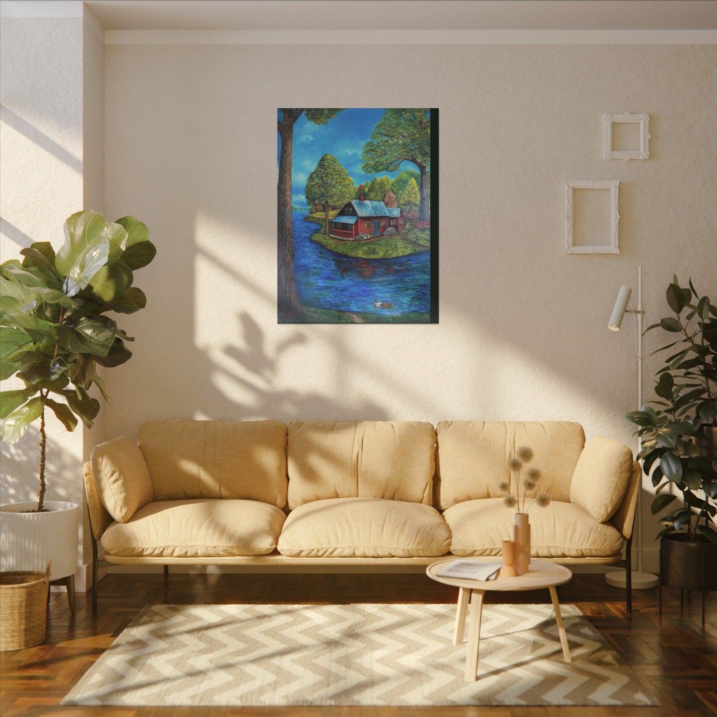 A Lazy Day by the River in November-Canvas Art – Matte Stretched Wall Decor