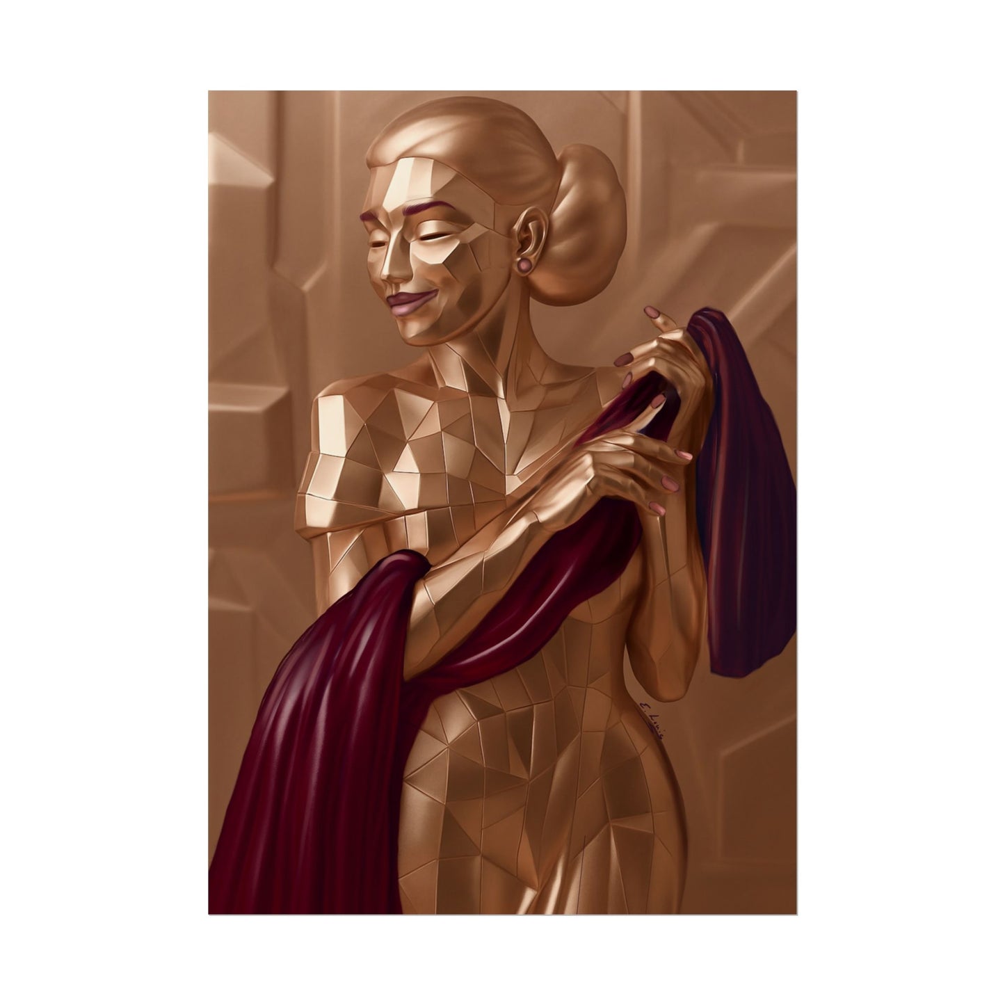 Rolled Poster — Golden Geometric Muse Art Print