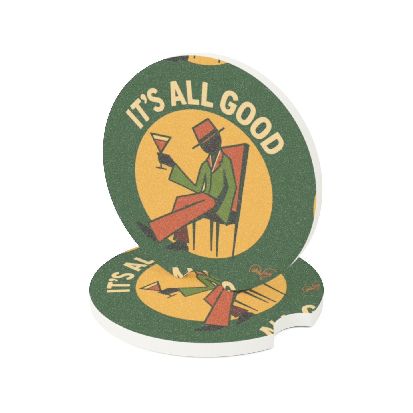 Retro "It’s All Good" Soapstone Car Coaster