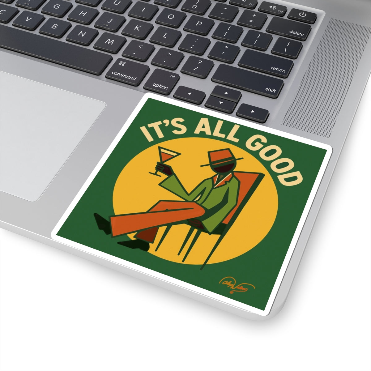 It's All Good Sticker — Retro Chill Man Drinking Cocktail Kiss-Cut Sticker