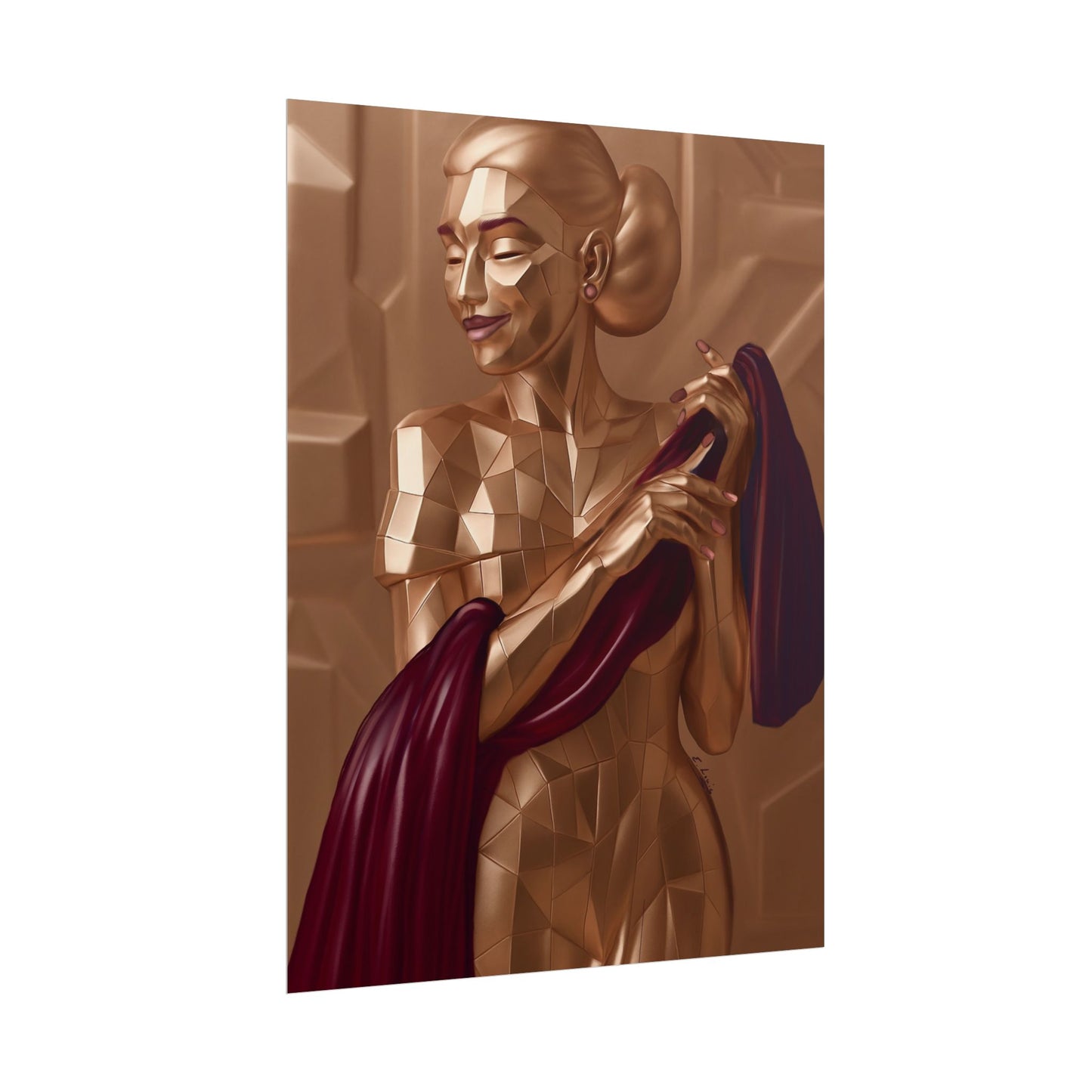 Rolled Poster — Golden Geometric Muse Art Print