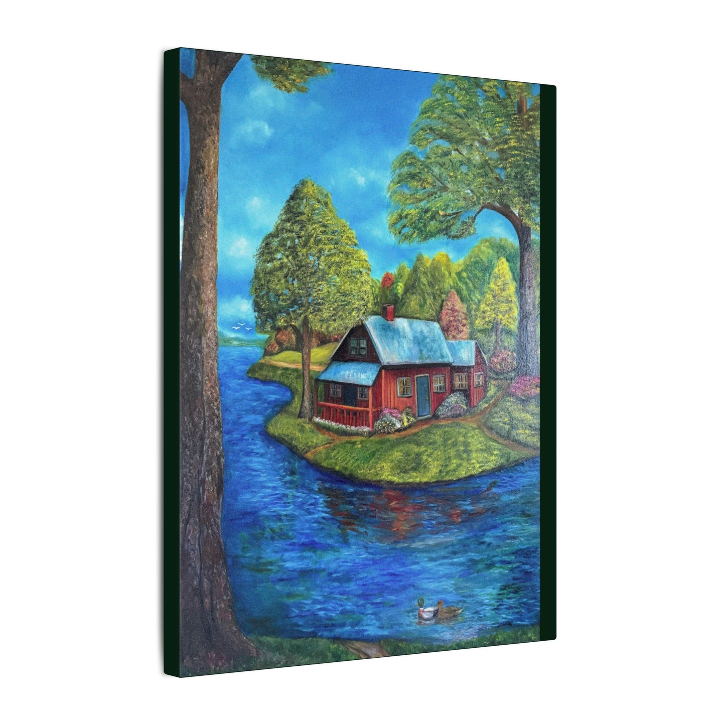 A Lazy Day by the River in November-Canvas Art – Matte Stretched Wall Decor