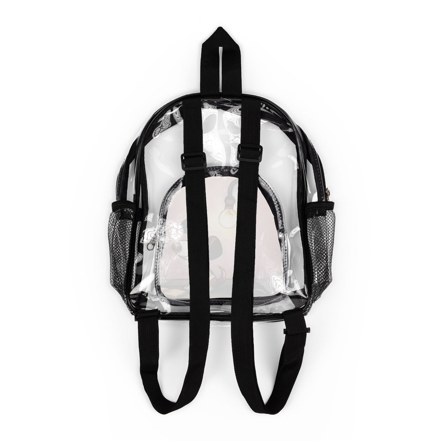 Clear Stadium Backpack with Cute Dog Lamp Print — Transparent School & Event Bag