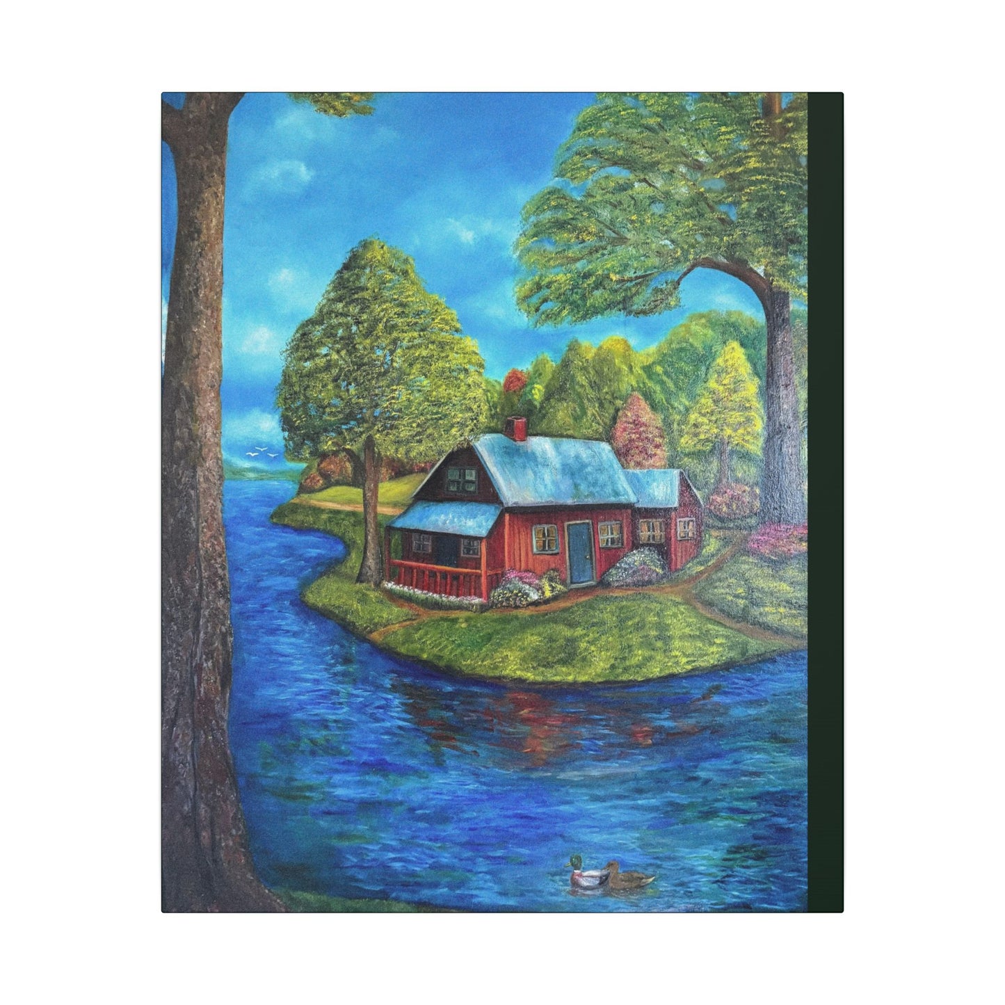 A Lazy Day by the River in November-Canvas Art – Matte Stretched Wall Decor