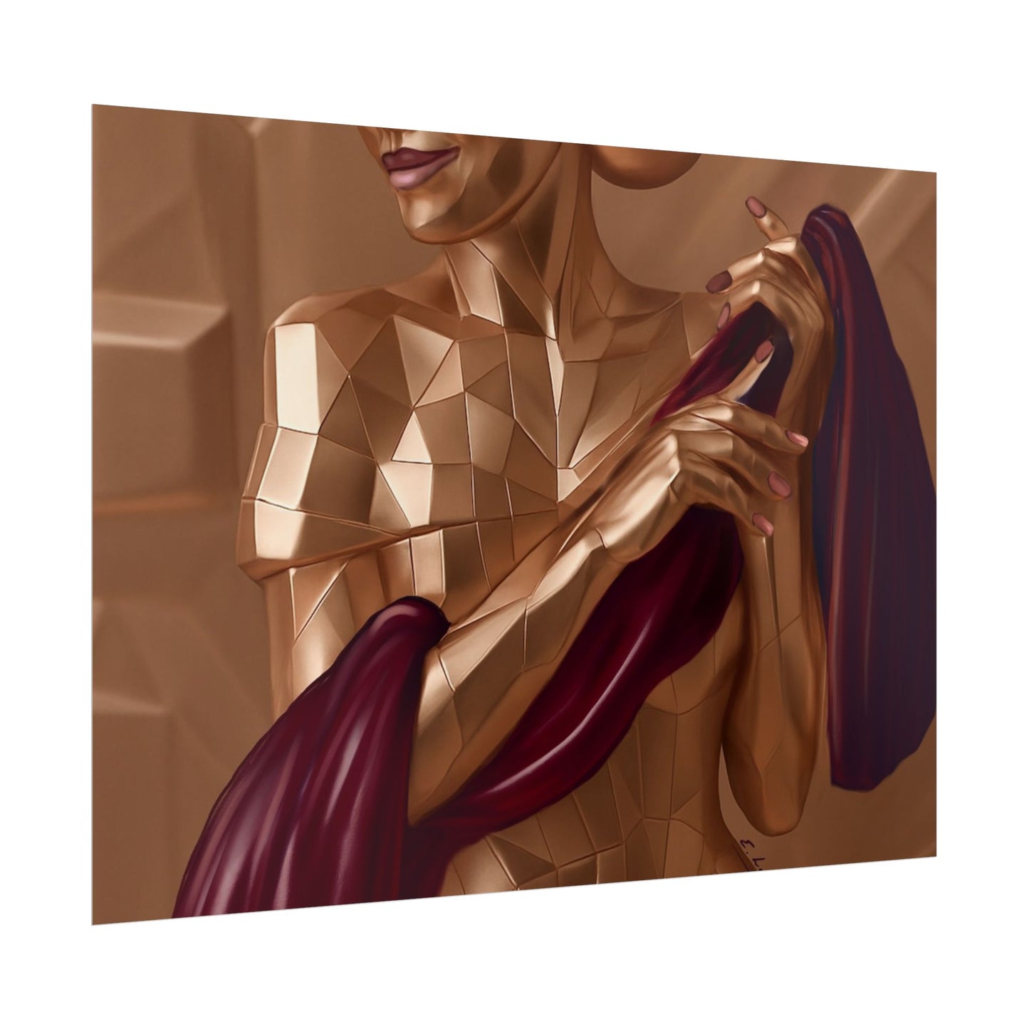 Rolled Poster — Golden Geometric Muse Art Print