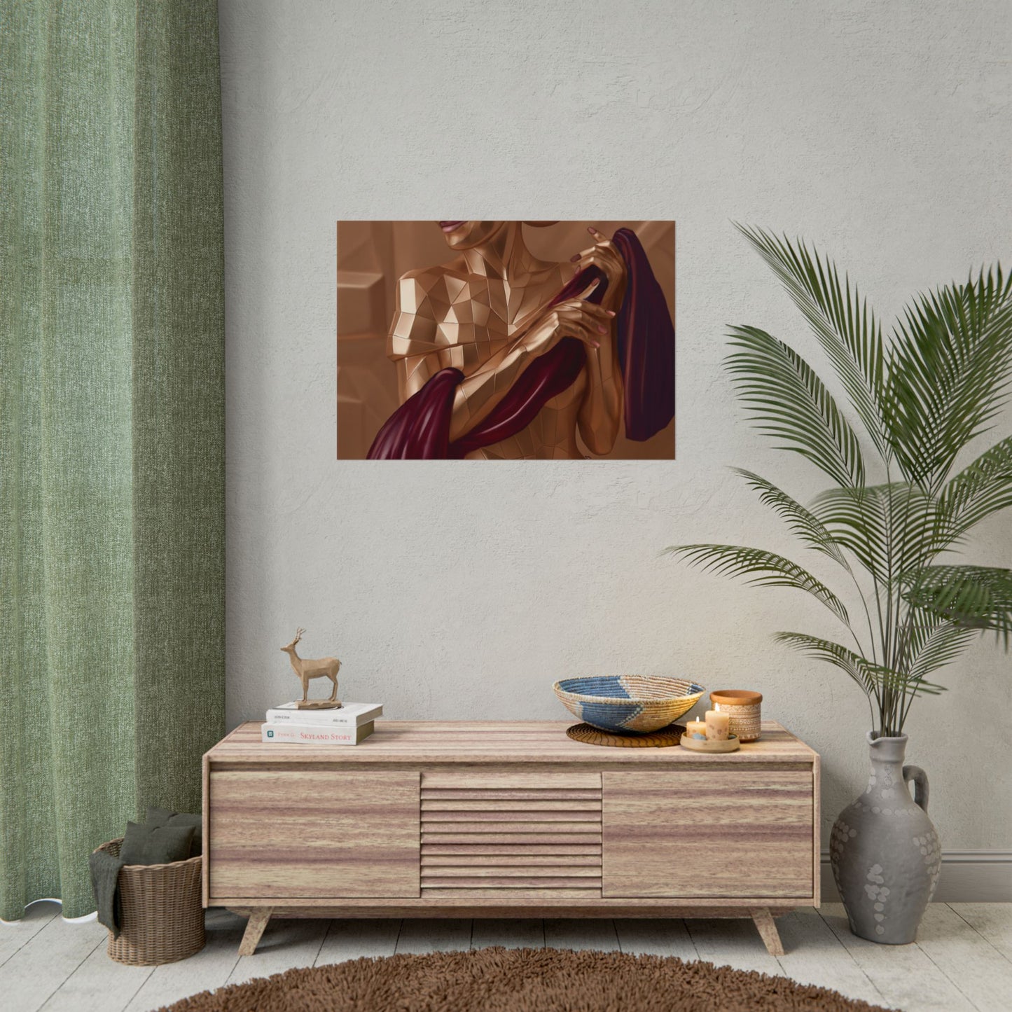 Rolled Poster — Golden Geometric Muse Art Print