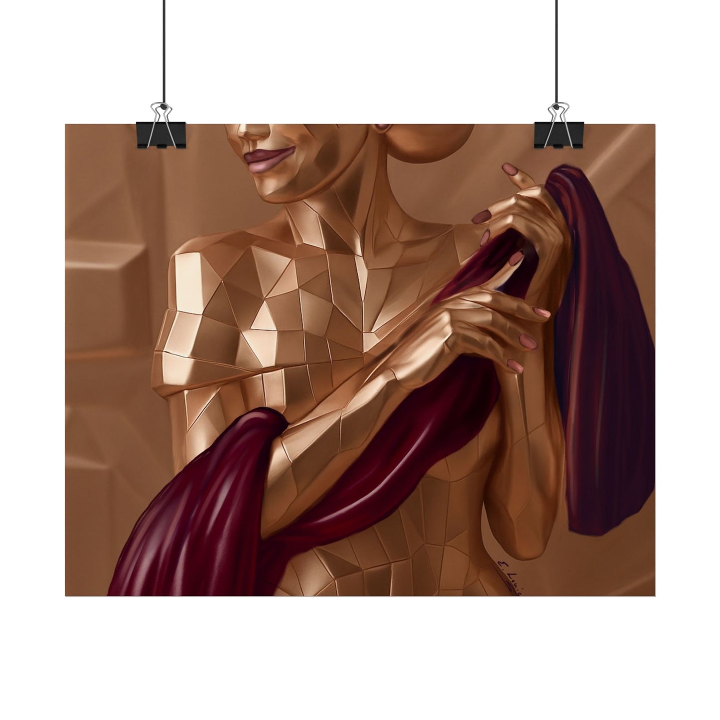 Rolled Poster — Golden Geometric Muse Art Print