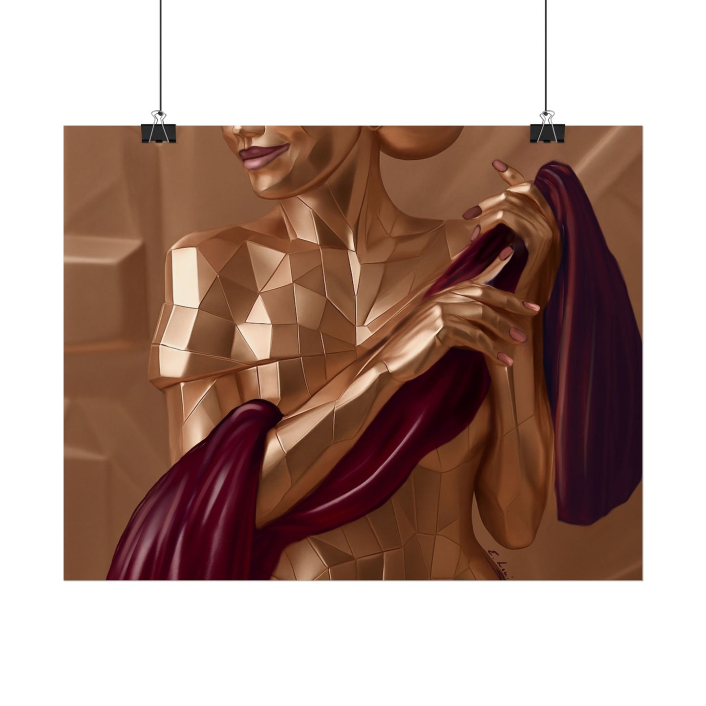 Rolled Poster — Golden Geometric Muse Art Print