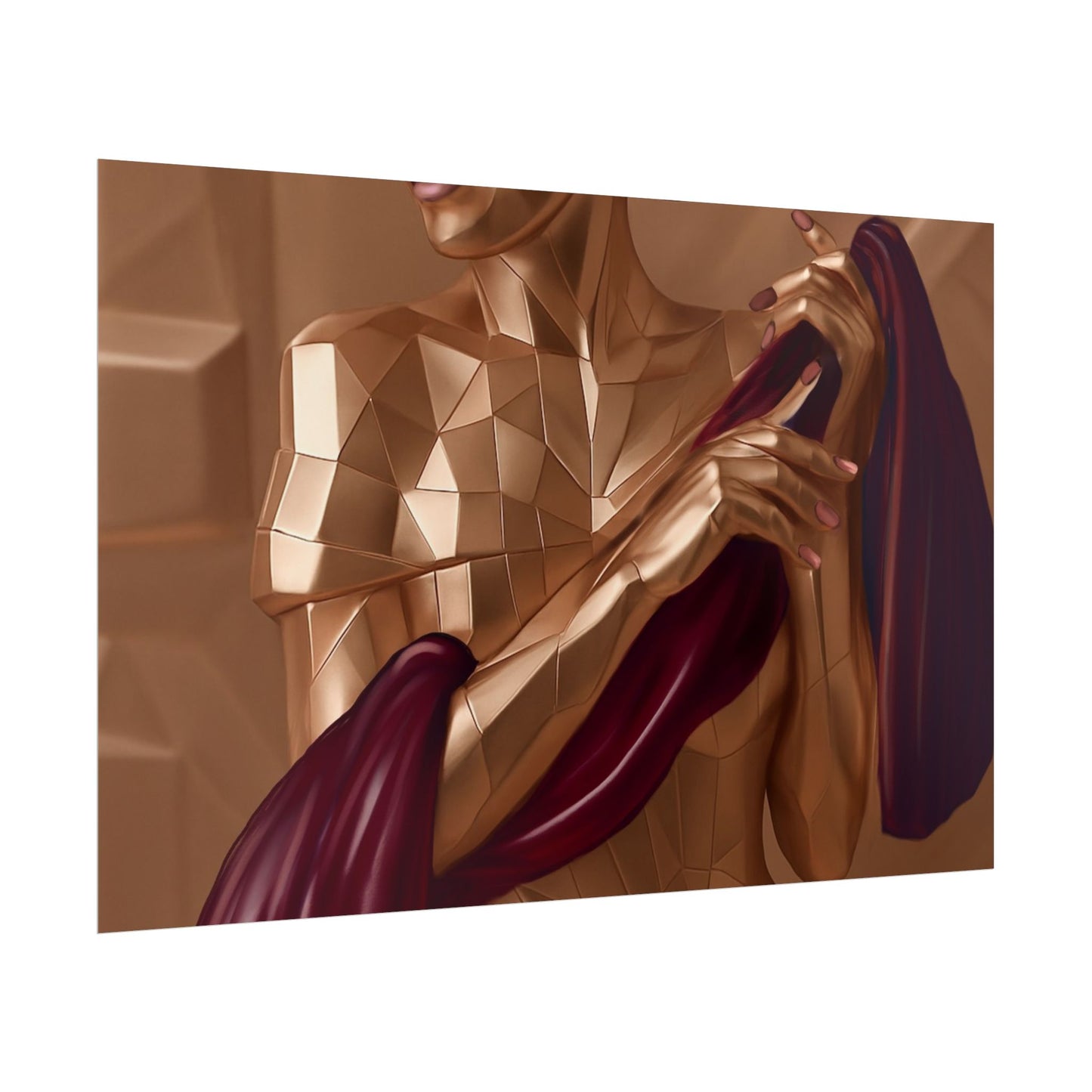 Rolled Poster — Golden Geometric Muse Art Print