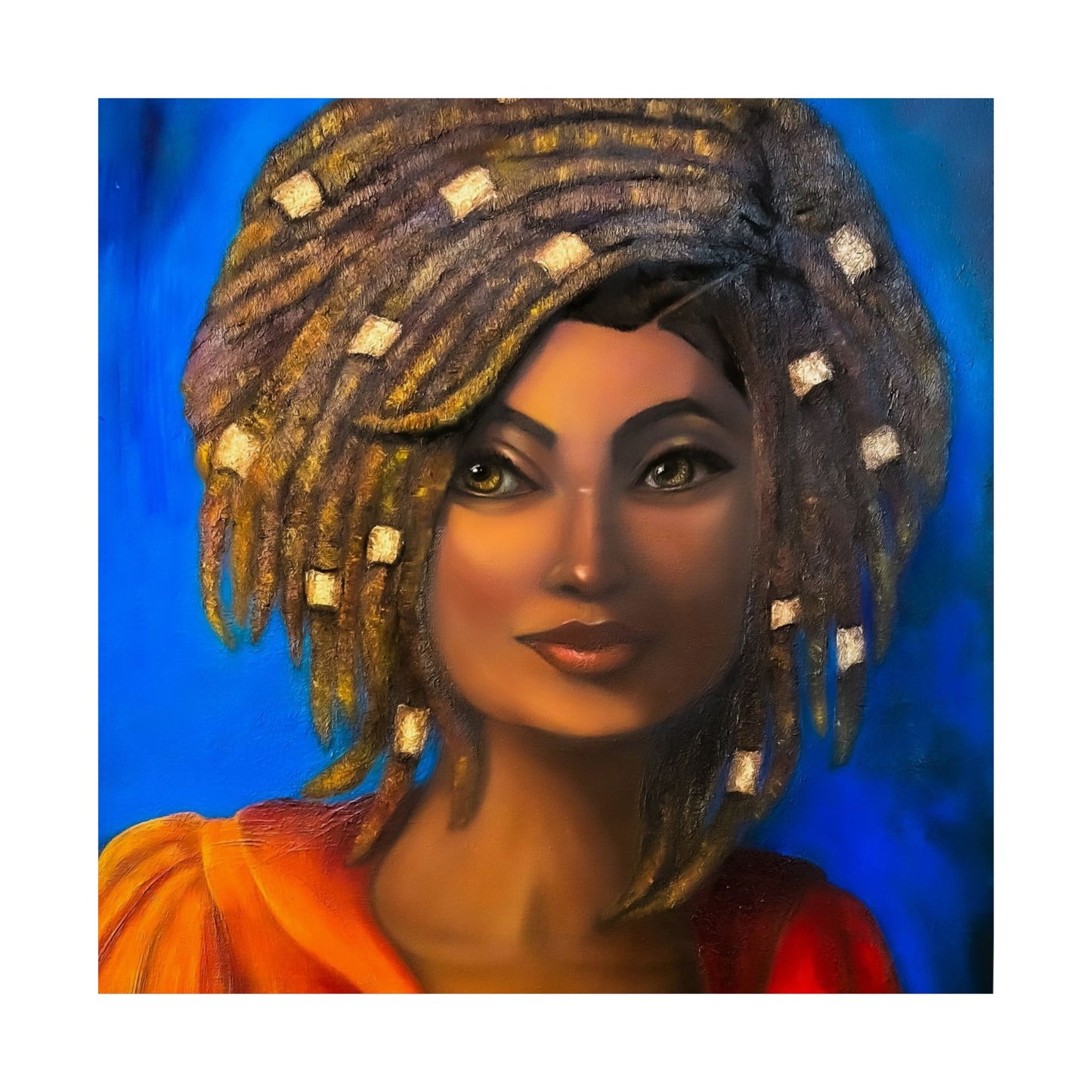 Matte Vertical Poster — Vibrant Portrait of Woman with Dreadlocks (Afrocentric Art)