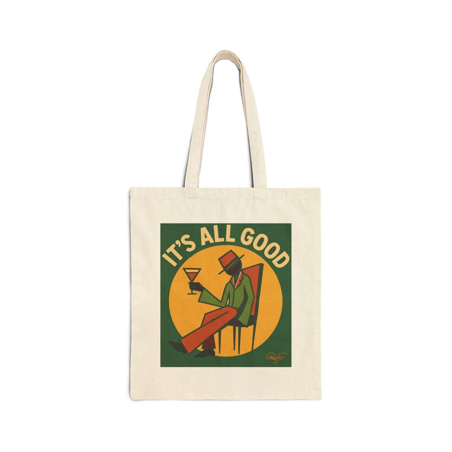 It's All Good Tote Bag — Retro Lounge Cotton Canvas Grocery & Everyday Tote