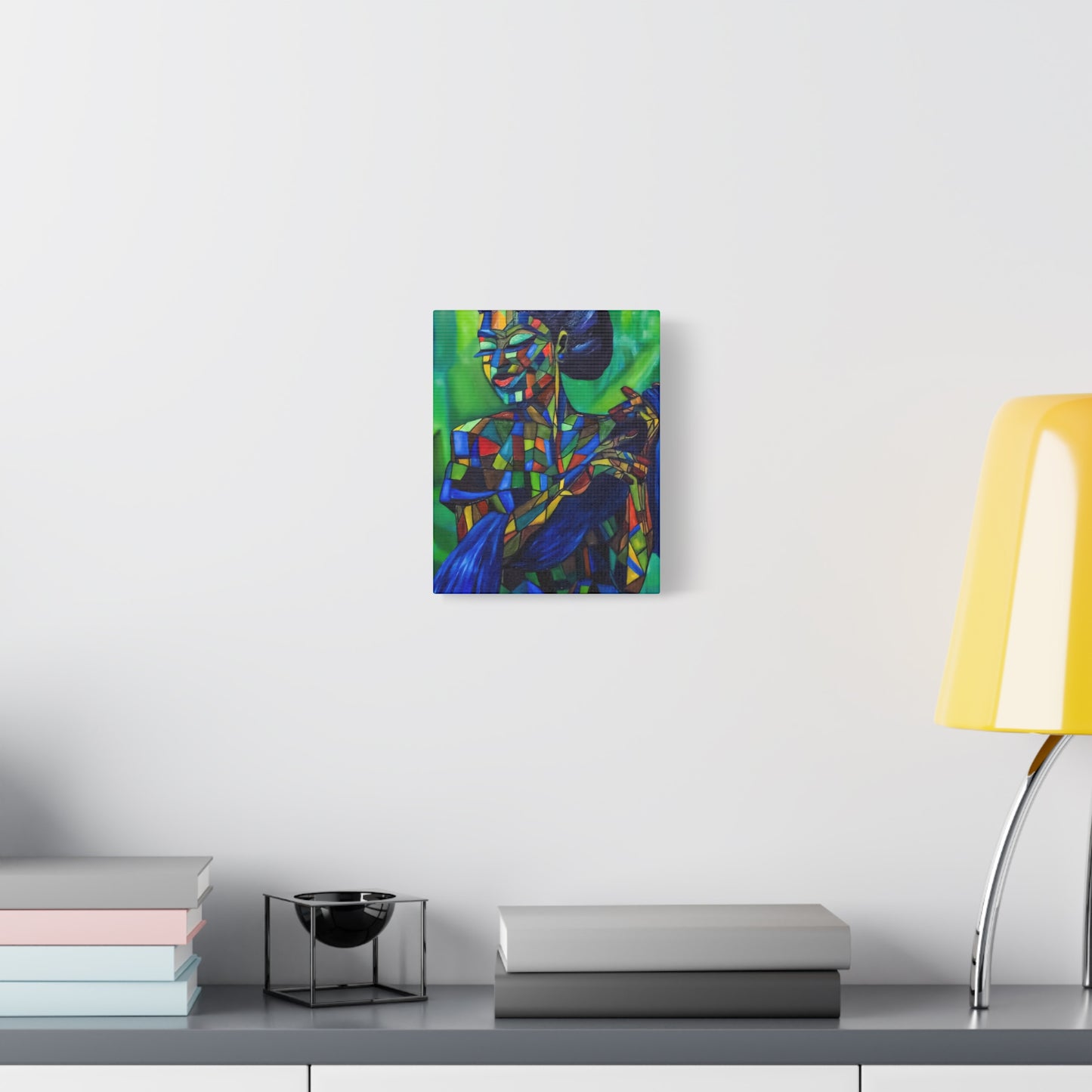 Colorful Mosaic Woman Matte Stretched Canvas Art