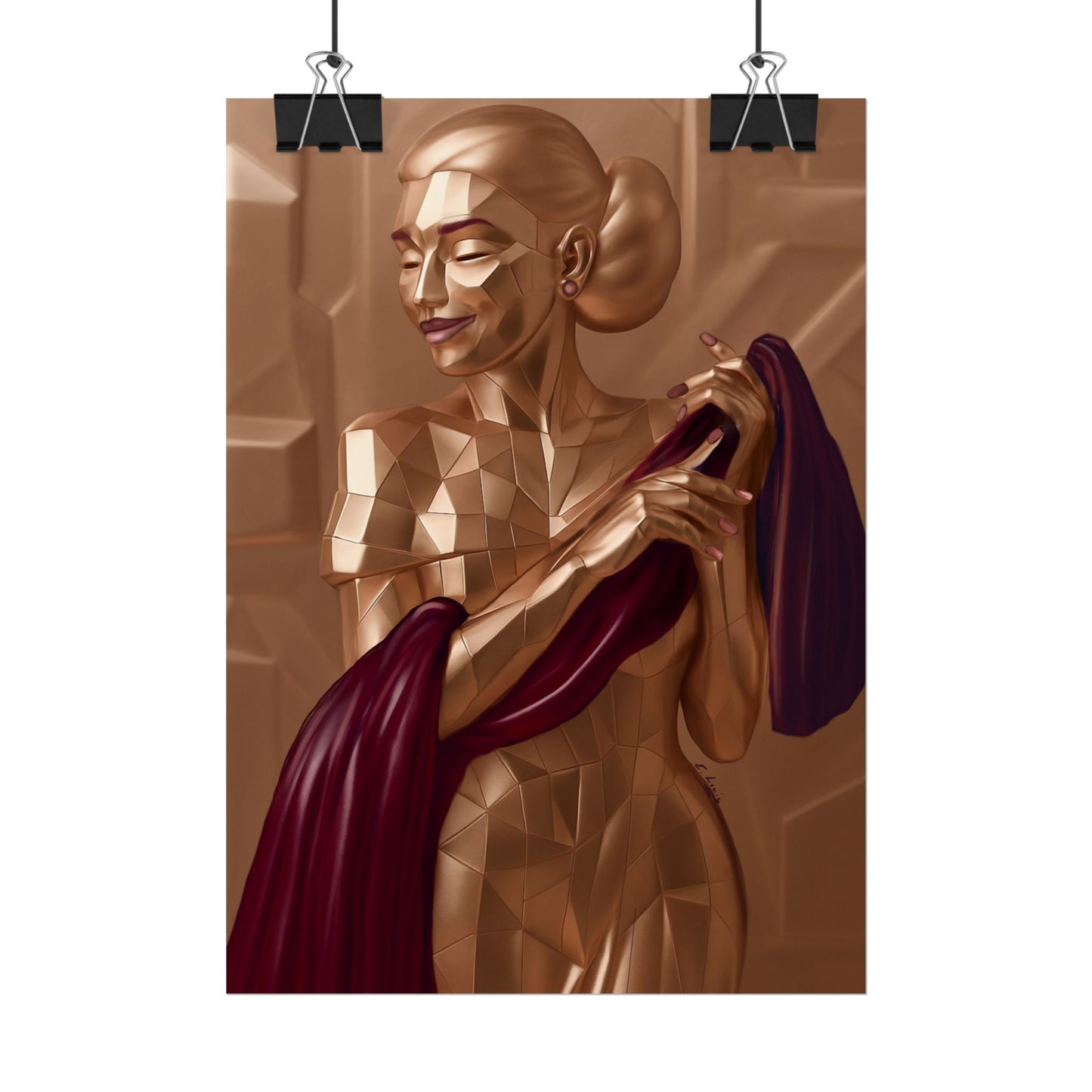 Rolled Poster — Golden Geometric Muse Art Print