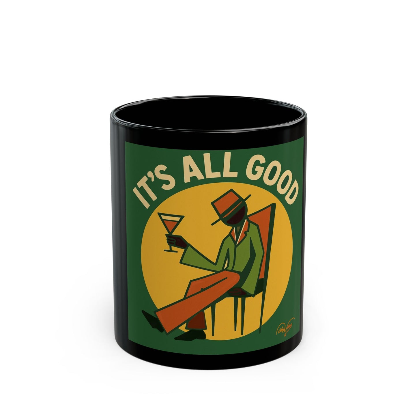 “It’s All Good” Retro Lounge Black Mug – 11oz/15oz