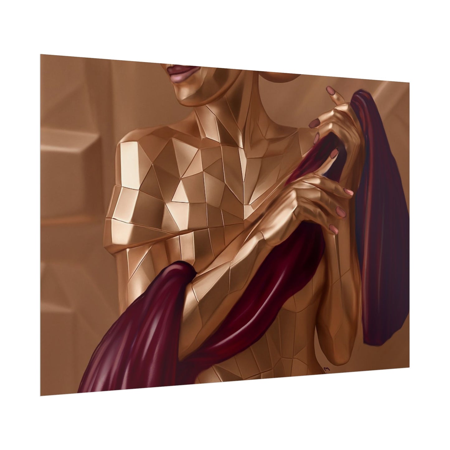 Rolled Poster — Golden Geometric Muse Art Print