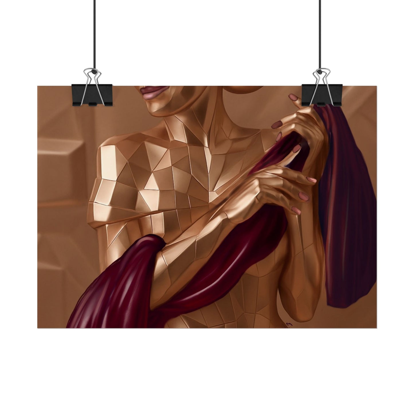 Rolled Poster — Golden Geometric Muse Art Print