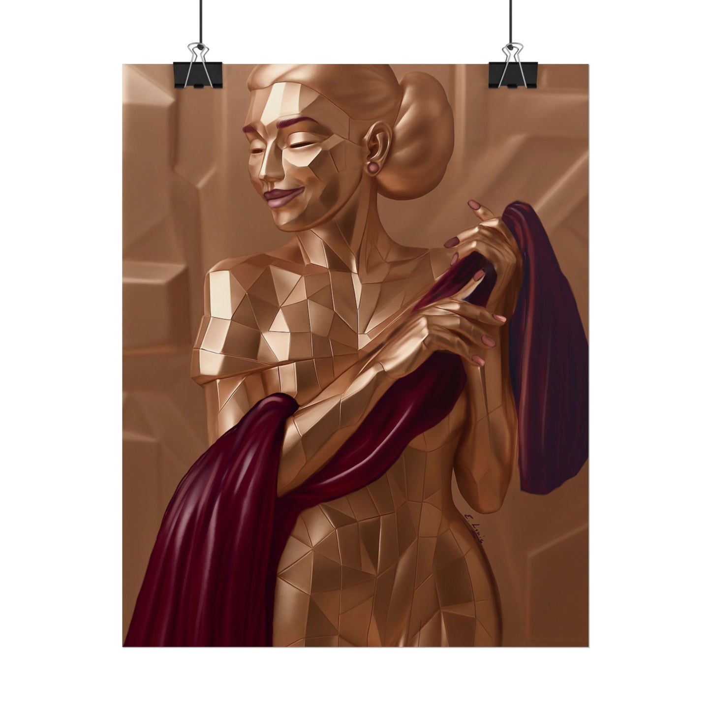 Rolled Poster — Golden Geometric Muse Art Print