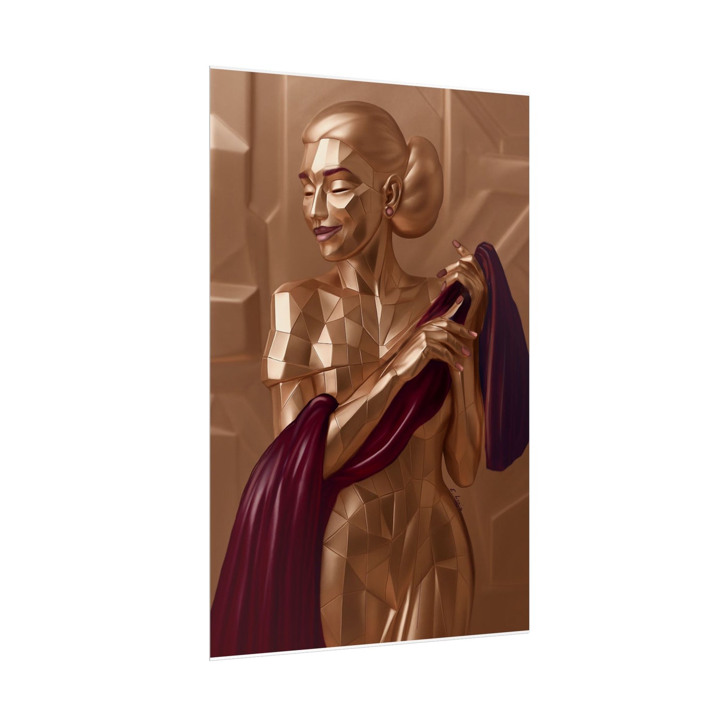 Rolled Poster — Golden Geometric Muse Art Print