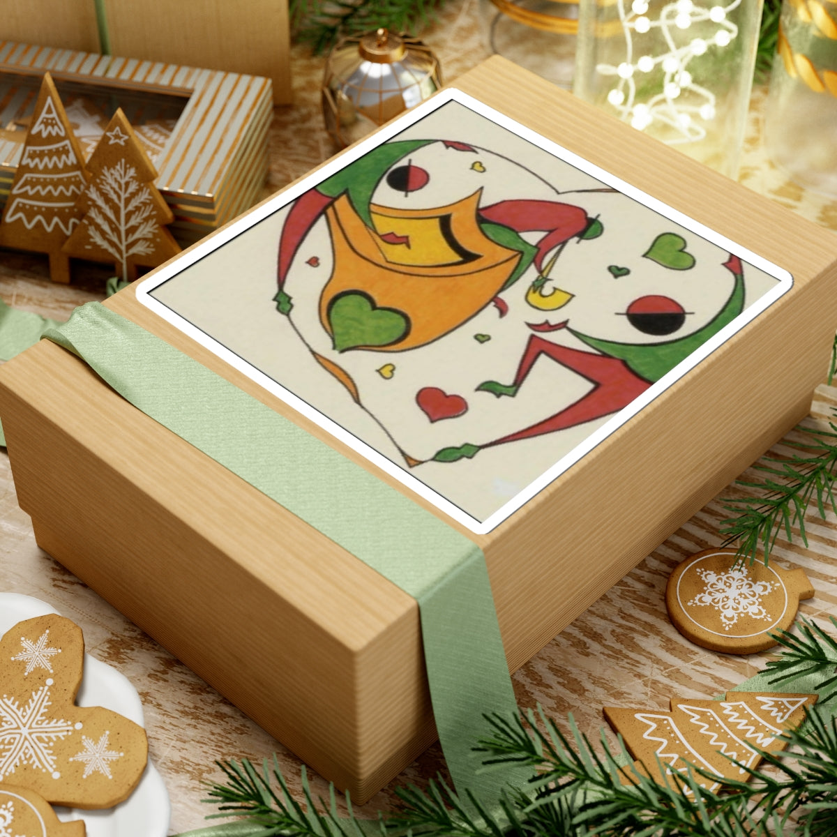 Heart Jester Kiss-Cut Sticker — Colorful Playful Heart & Joker Design