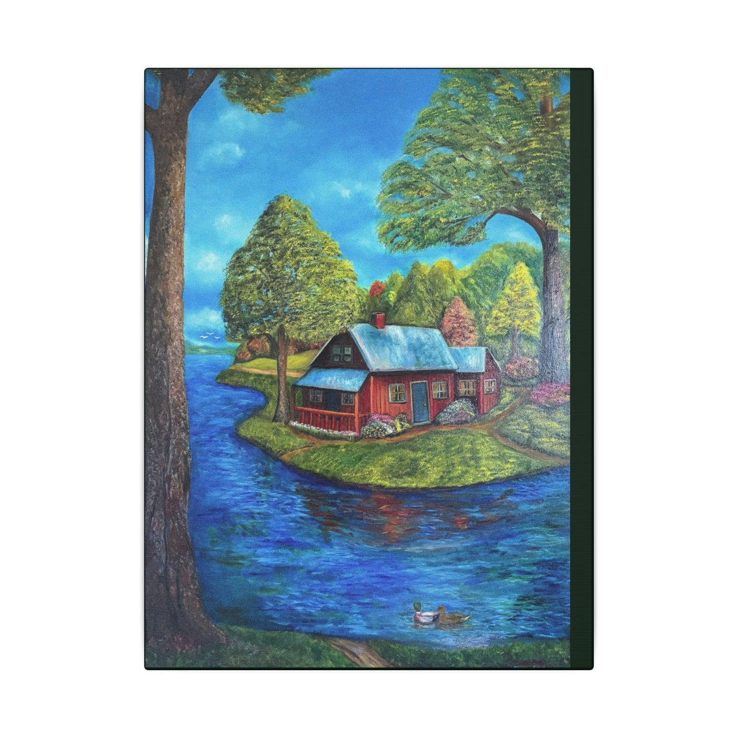 A Lazy Day by the River in November-Canvas Art – Matte Stretched Wall Decor