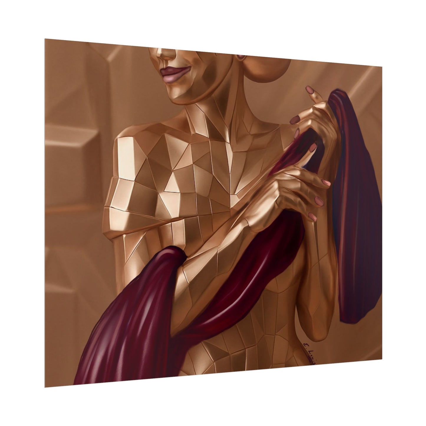 Rolled Poster — Golden Geometric Muse Art Print