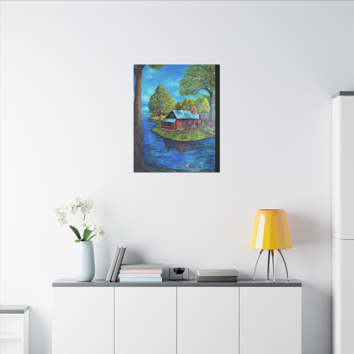 A Lazy Day by the River in November-Canvas Art – Matte Stretched Wall Decor