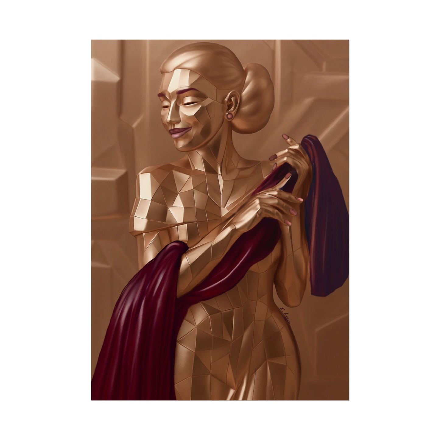 Rolled Poster — Golden Geometric Muse Art Print