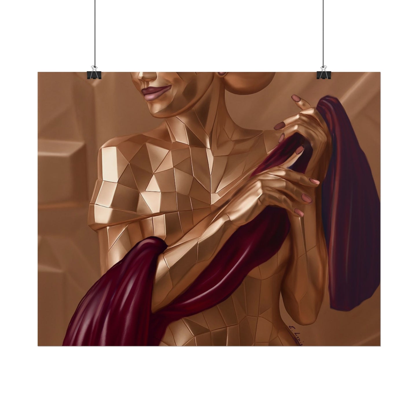 Rolled Poster — Golden Geometric Muse Art Print