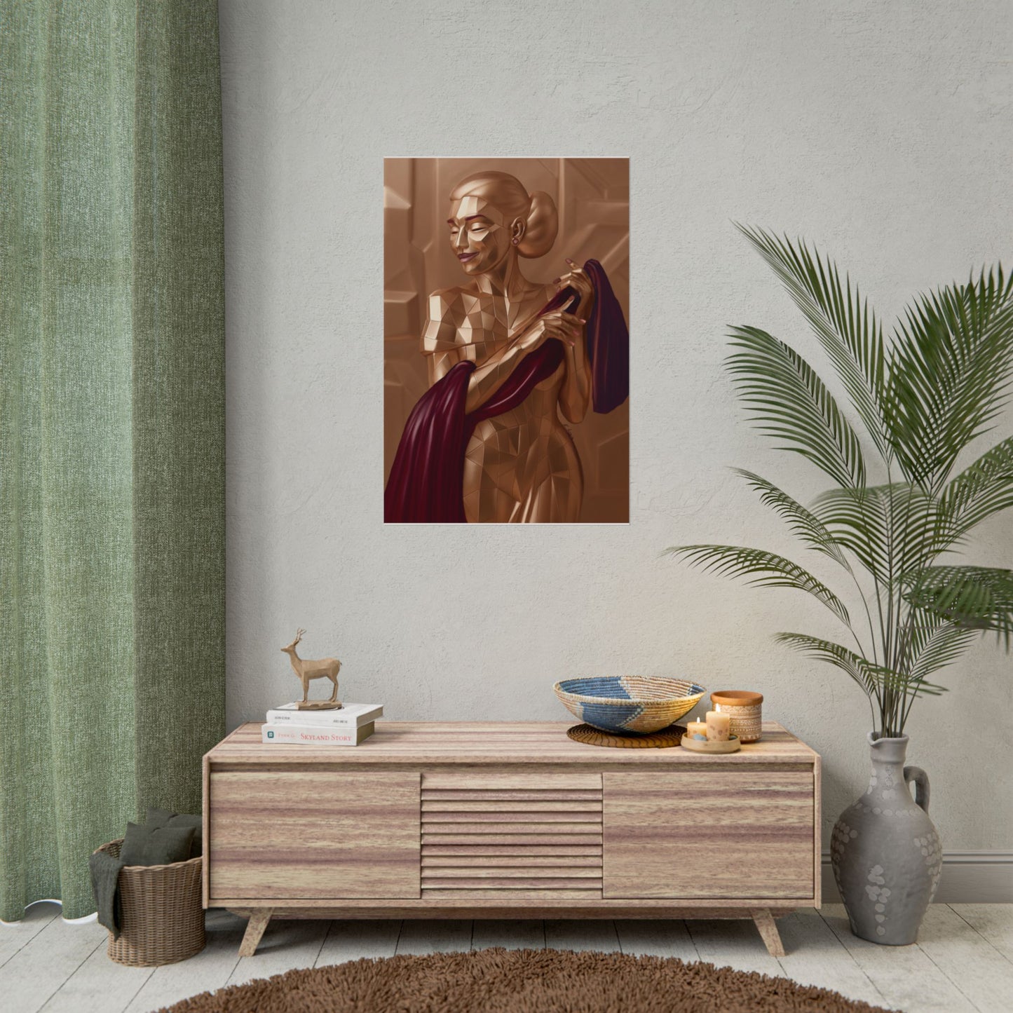 Rolled Poster — Golden Geometric Muse Art Print