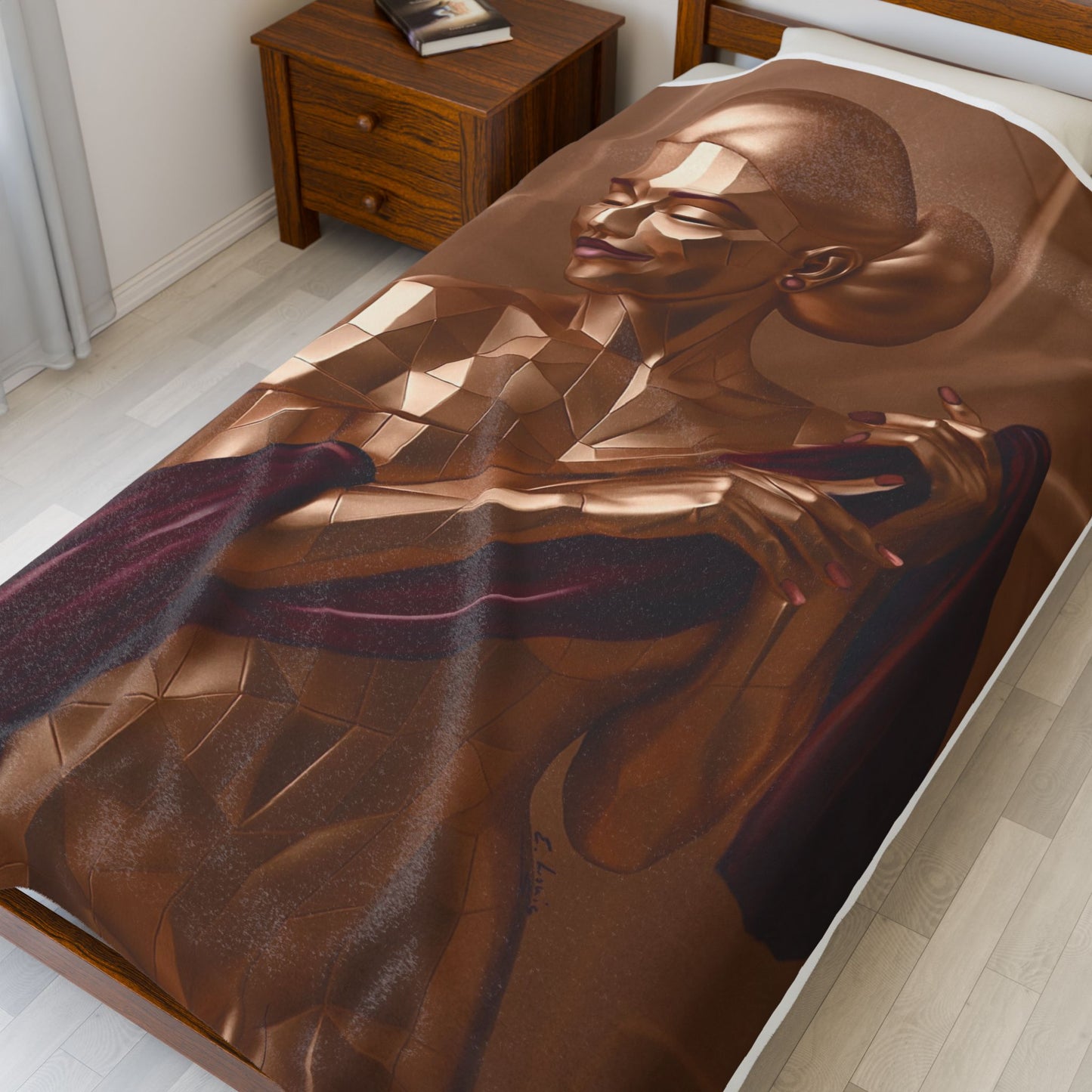 Bronze Print Velveteen Plush Blanket