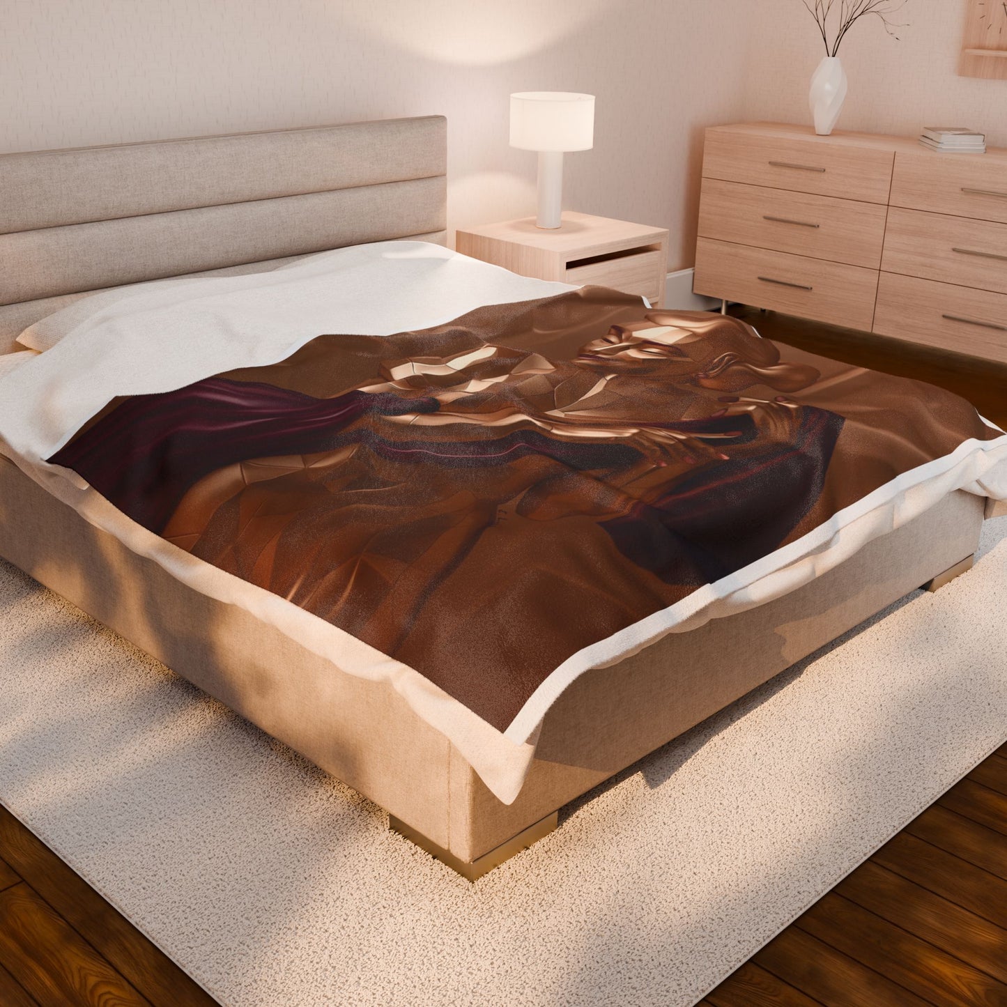 Bronze Print Velveteen Plush Blanket