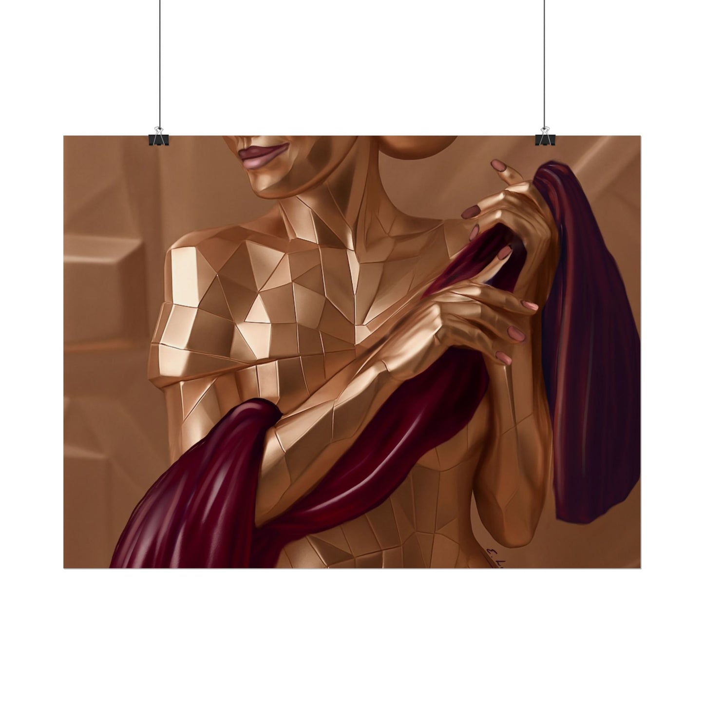 Rolled Poster — Golden Geometric Muse Art Print