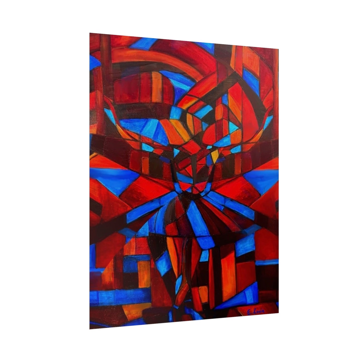Abstract Ballerina Poster — Bold Red & Blue Geometric Wall Art (Rolled Poster)
