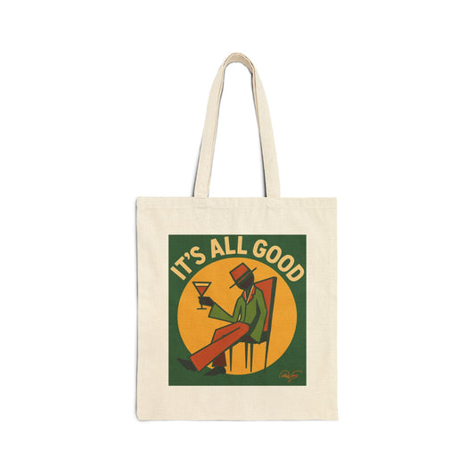 It's All Good Tote Bag — Retro Lounge Cotton Canvas Grocery & Everyday Tote