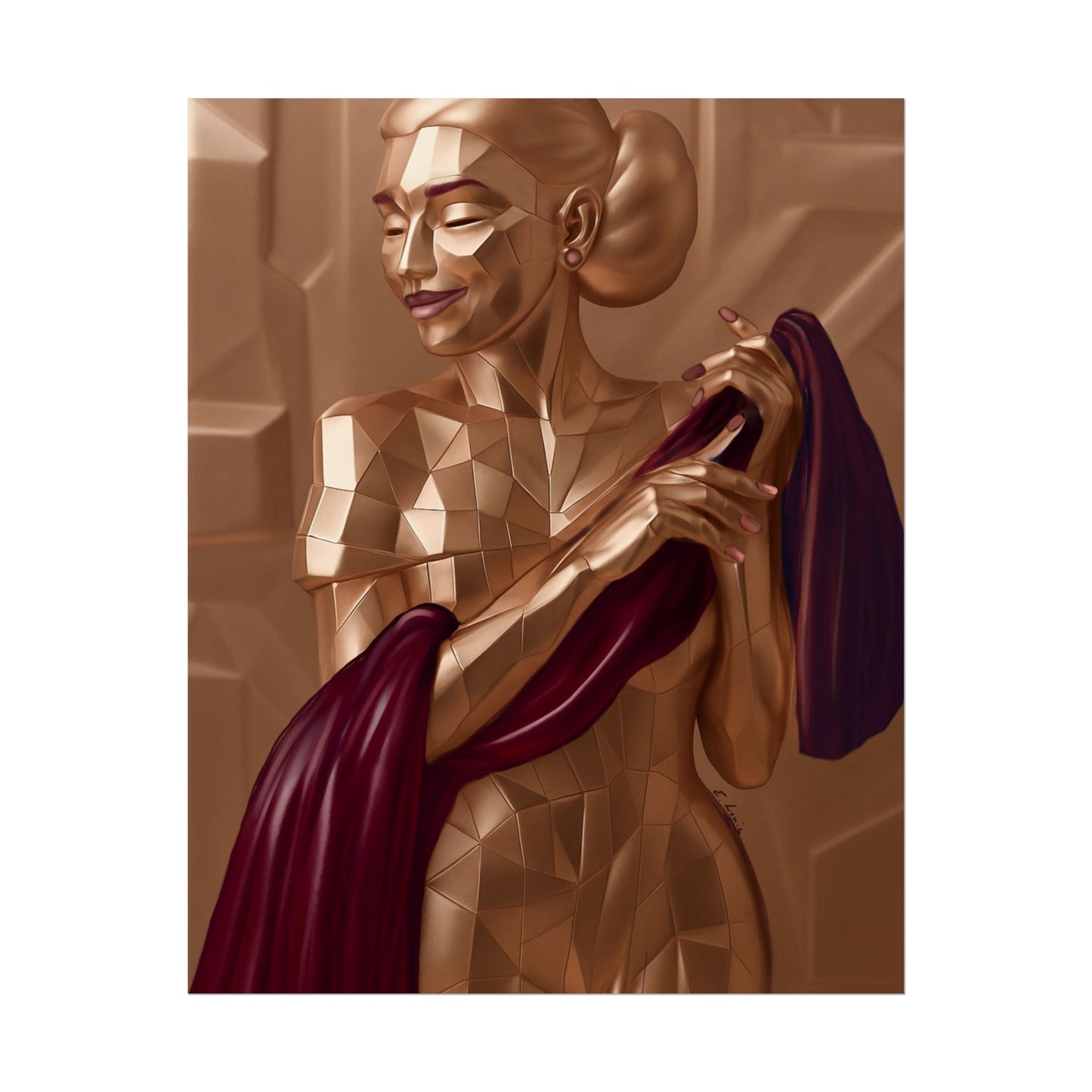 Rolled Poster — Golden Geometric Muse Art Print