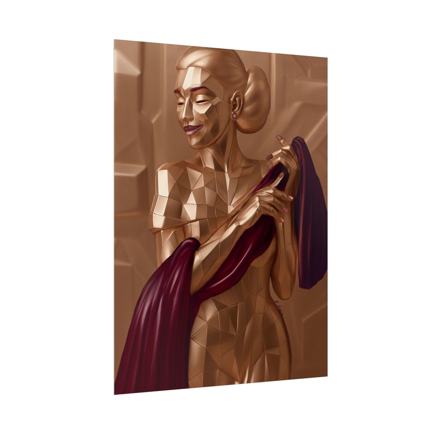 Rolled Poster — Golden Geometric Muse Art Print