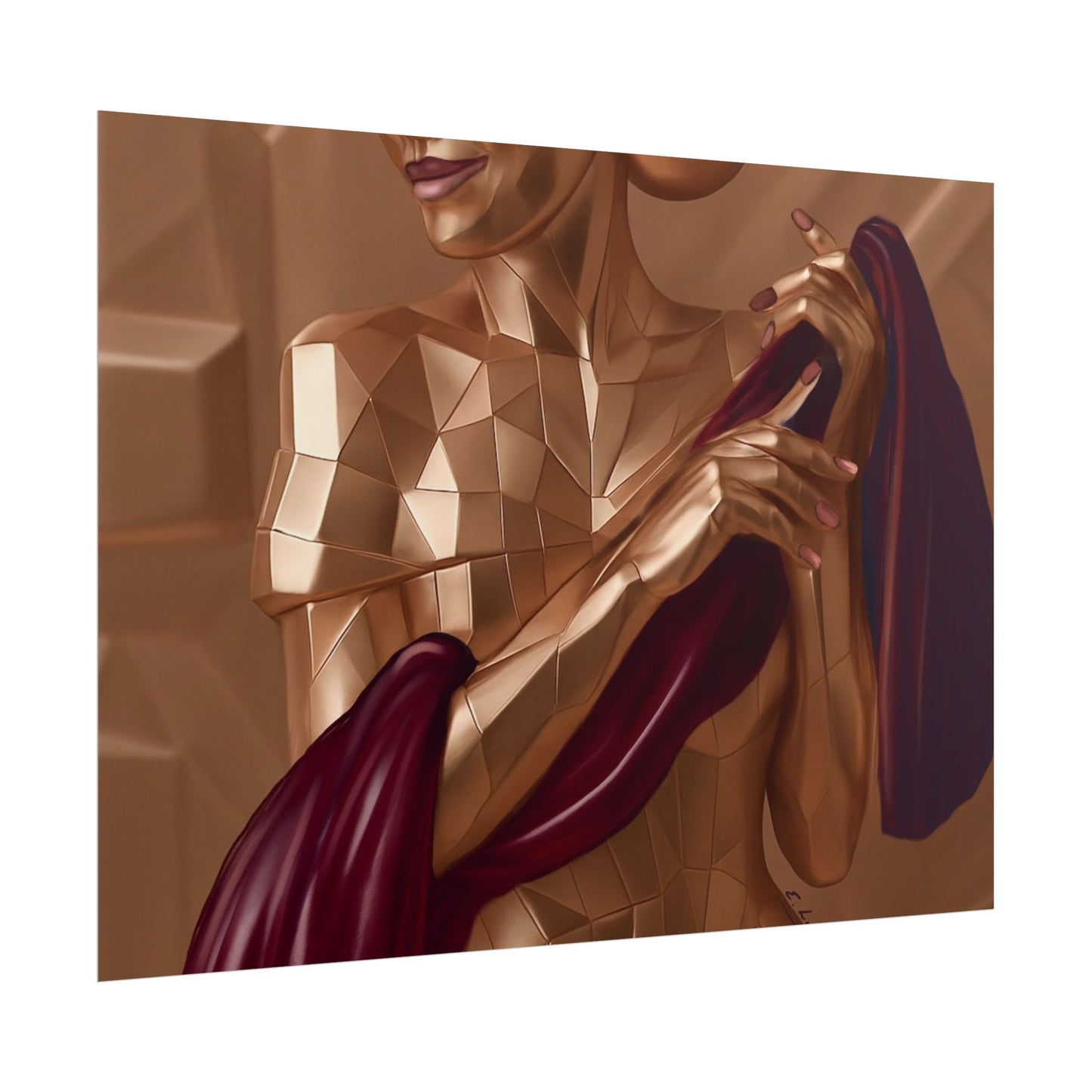 Rolled Poster — Golden Geometric Muse Art Print