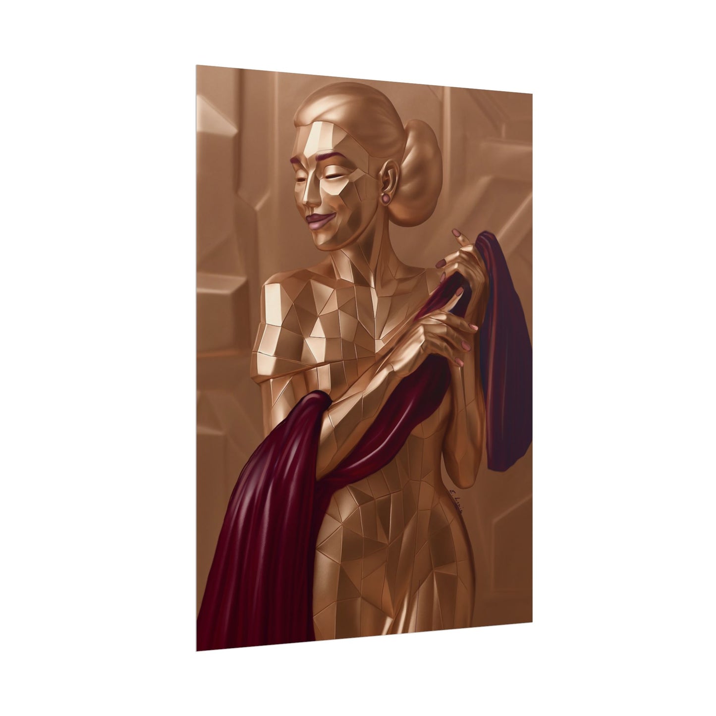 Rolled Poster — Golden Geometric Muse Art Print