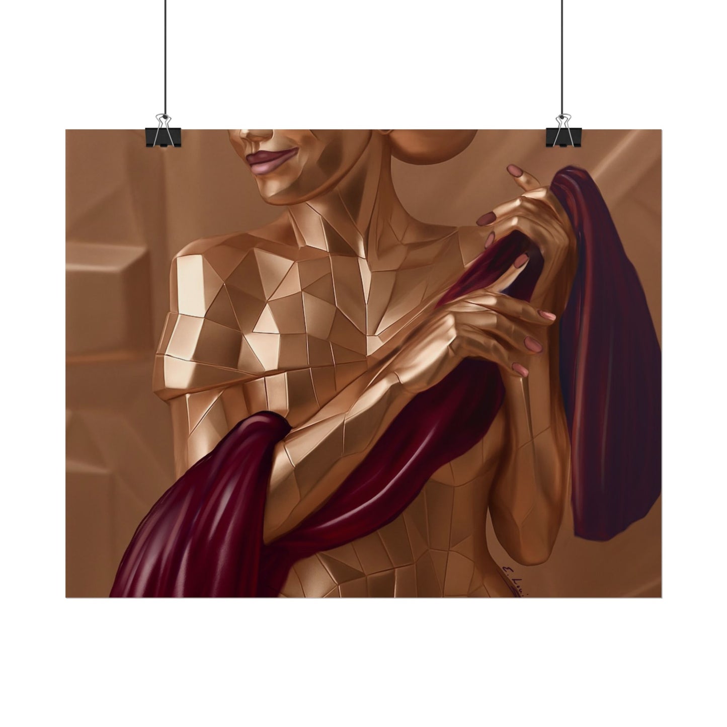 Rolled Poster — Golden Geometric Muse Art Print