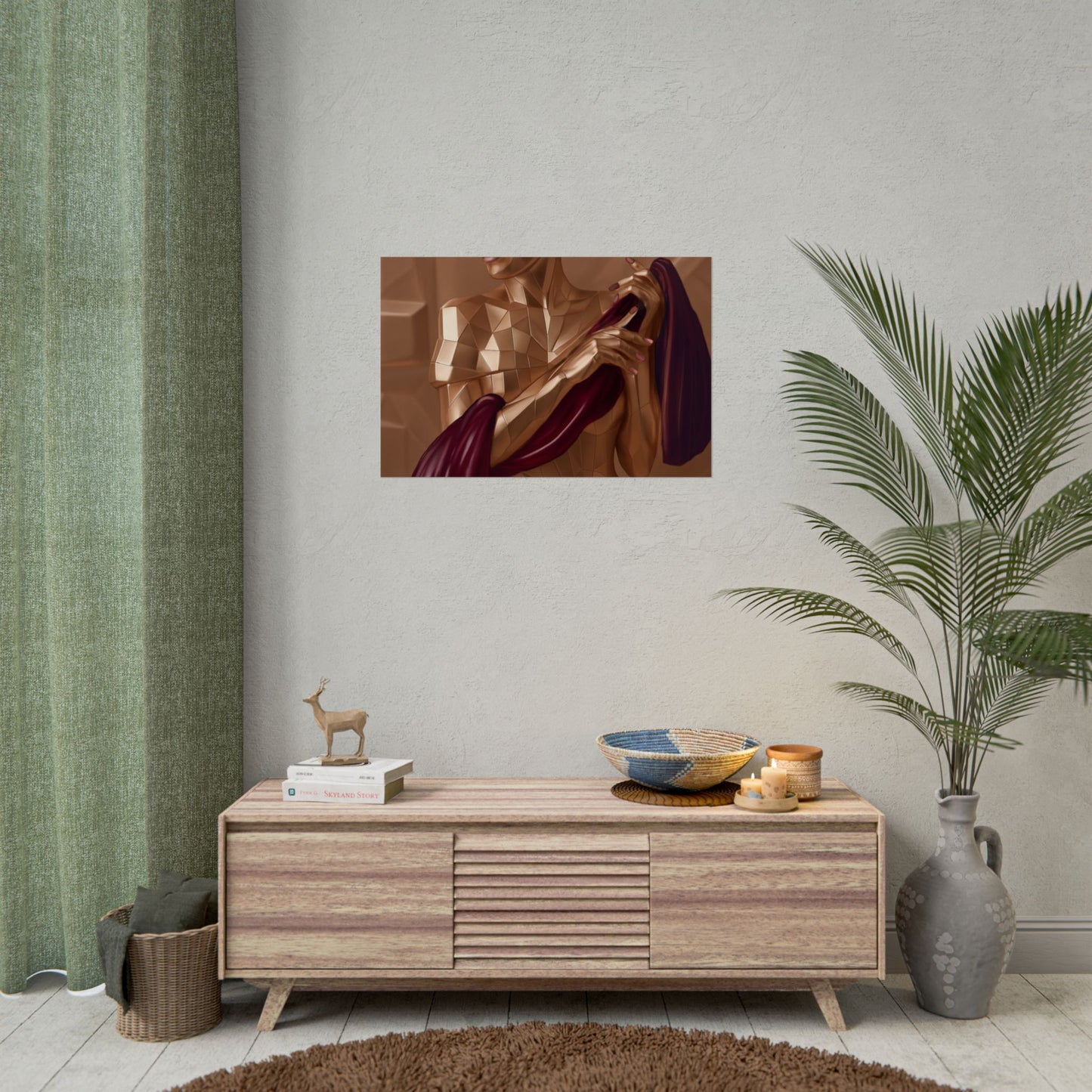 Rolled Poster — Golden Geometric Muse Art Print