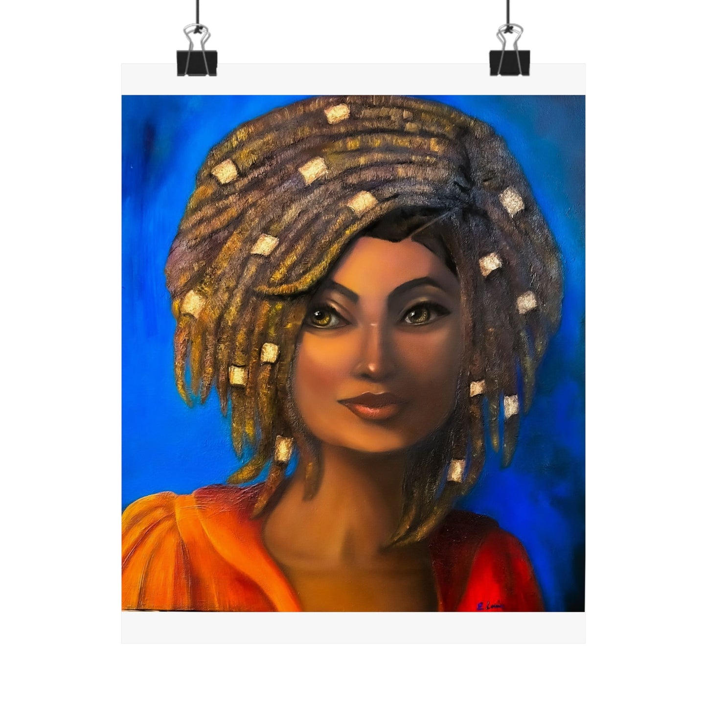 Matte Vertical Poster — Vibrant Portrait of Woman with Dreadlocks (Afrocentric Art)