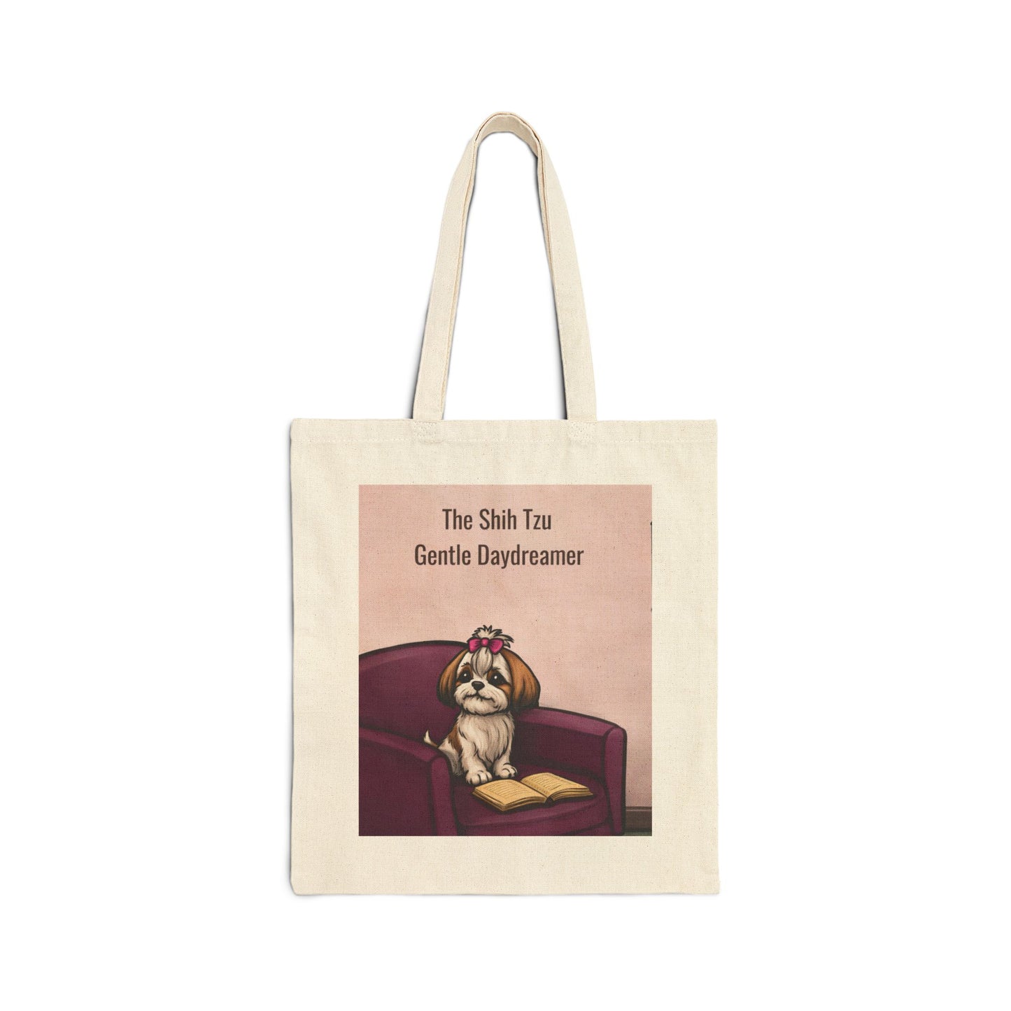 Shih Tzu Tote Bag "Gentle Daydreamer" - Canvas Dog Lover Market Bag
