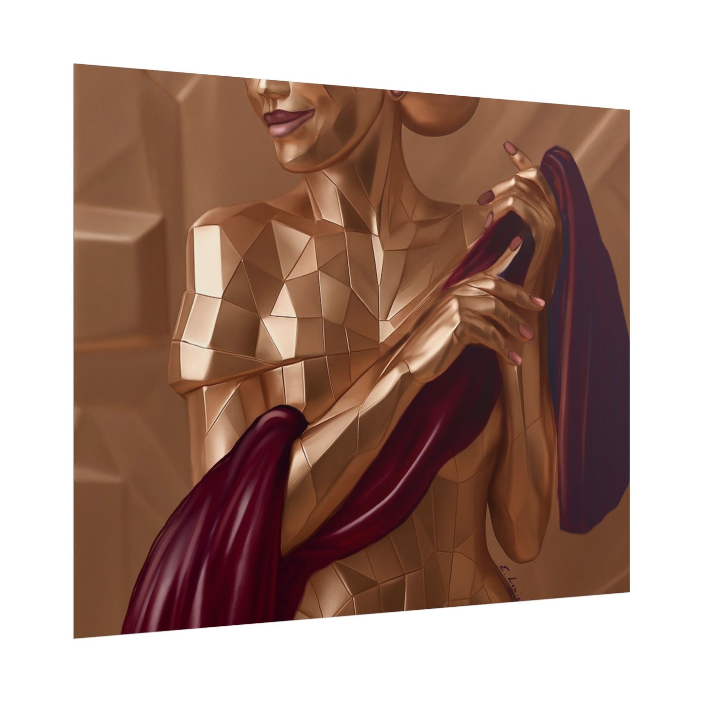 Rolled Poster — Golden Geometric Muse Art Print