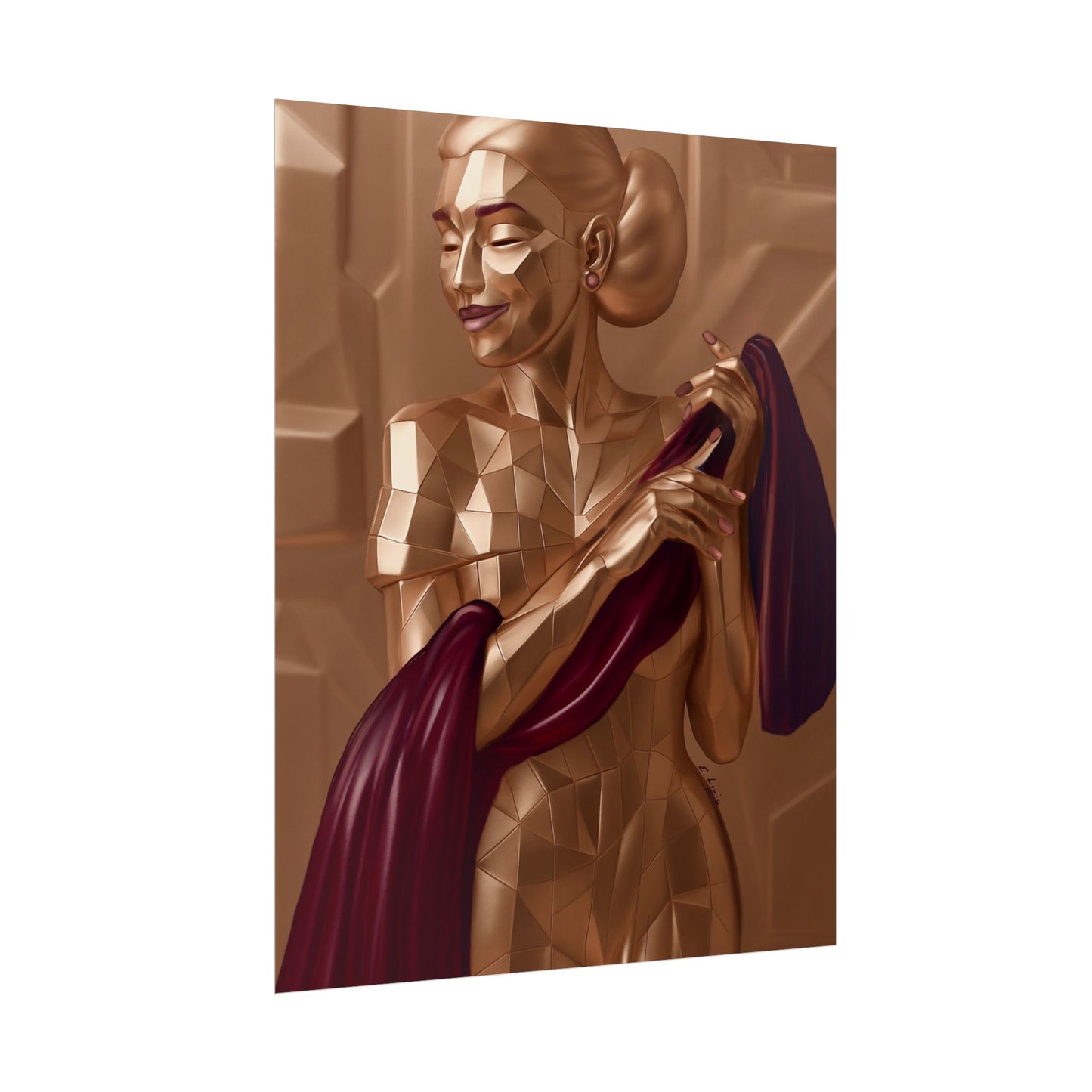 Rolled Poster — Golden Geometric Muse Art Print