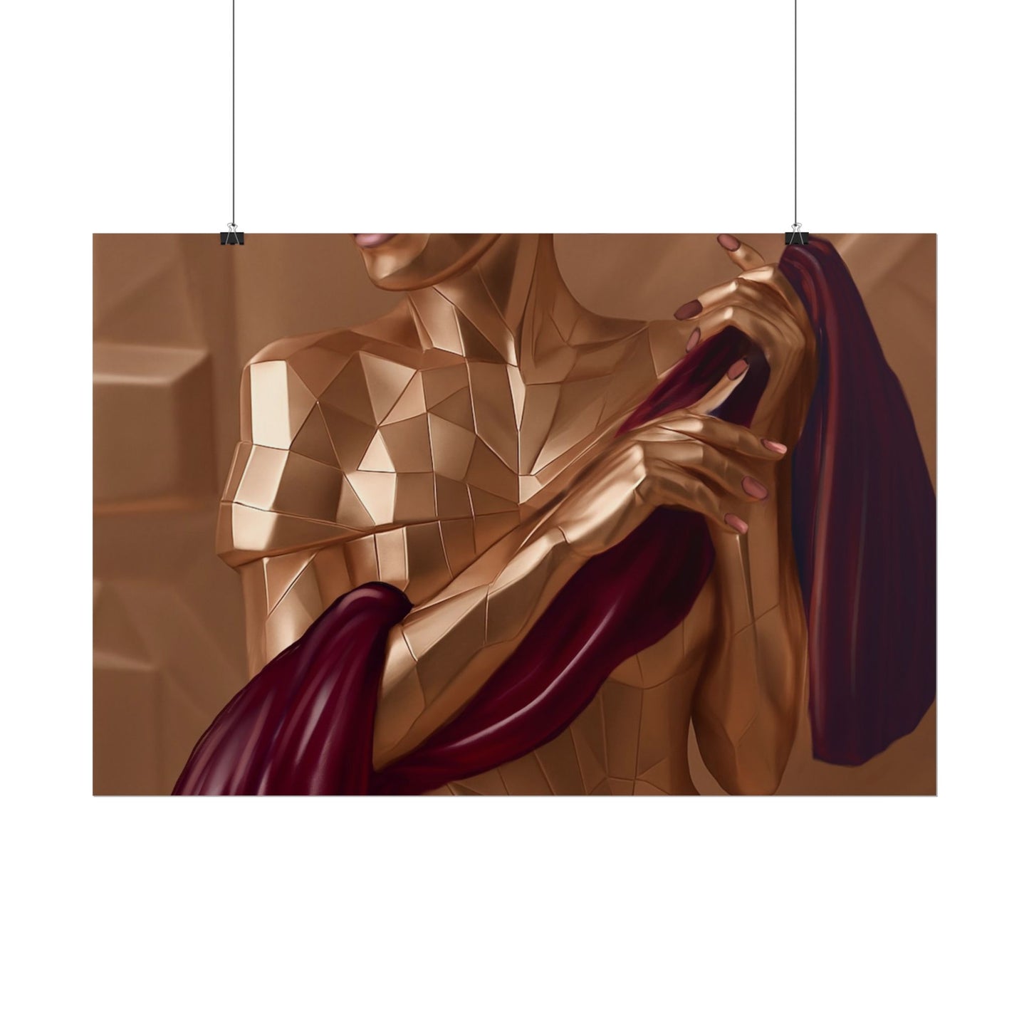 Rolled Poster — Golden Geometric Muse Art Print