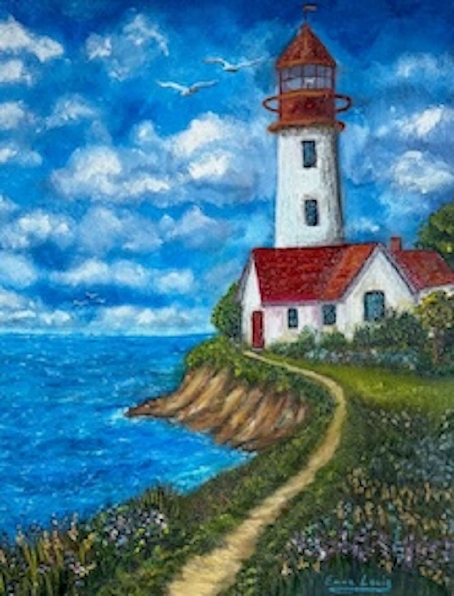 Print of Atlantic Beacon Lighthouse Matte Canvas Wall Art — Stretched 1.25"