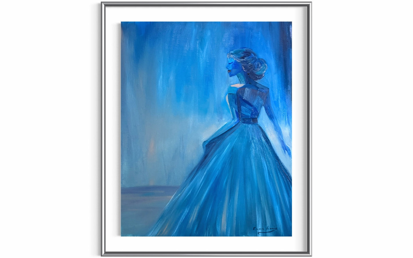 Lady Blue Behind the Waterfall