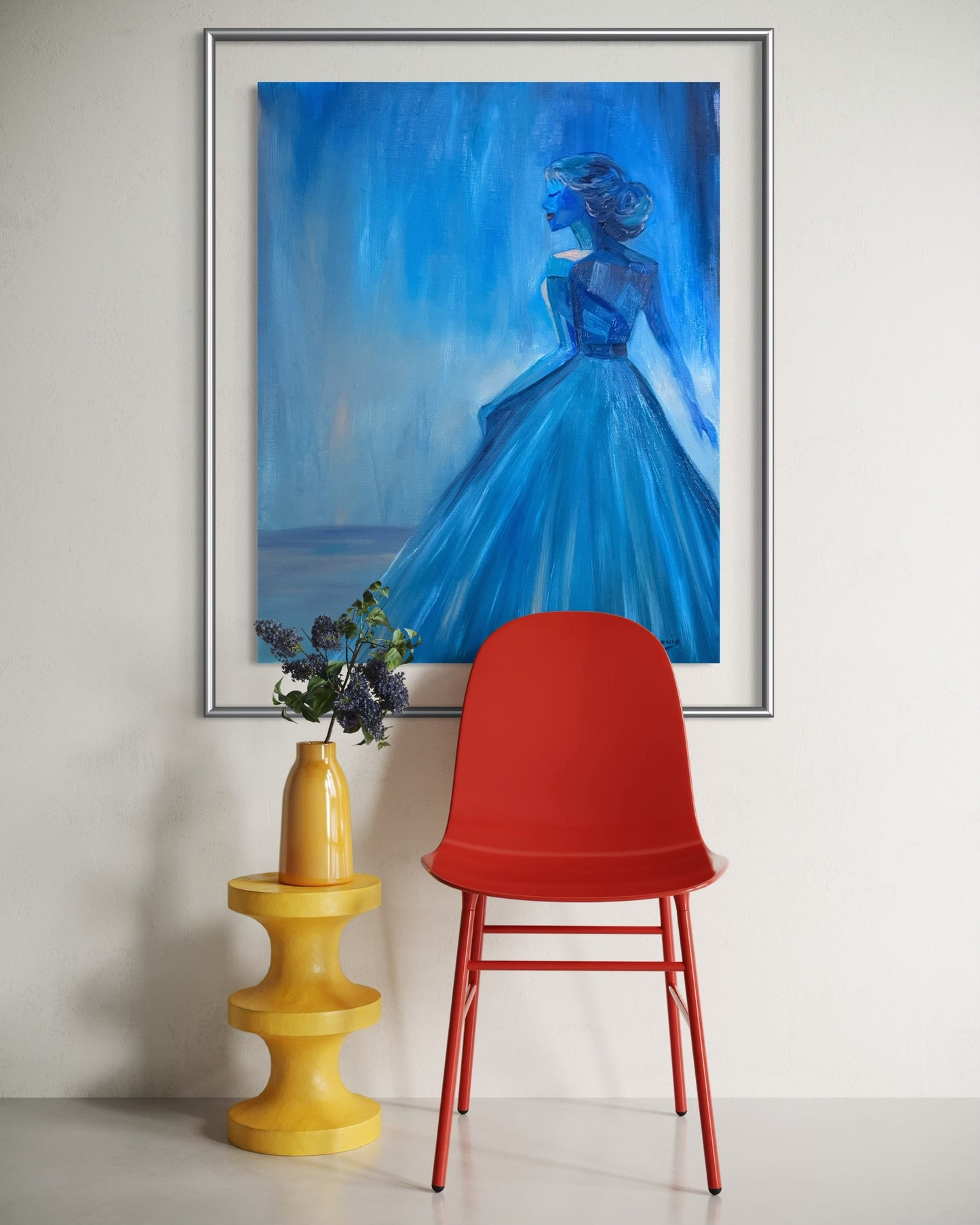 Lady Blue Behind the Waterfall