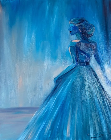 Lady Blue Behind the Waterfall